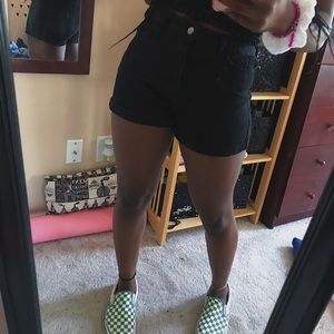 black jean shorts